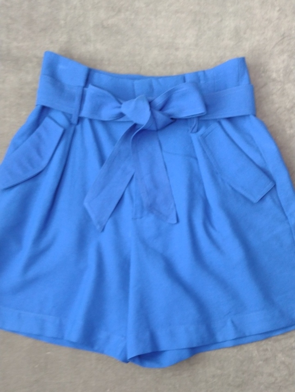a new day Size 4 Vibrant Blue High-Waist Paperbag Shorts with Tie Flap Pockets